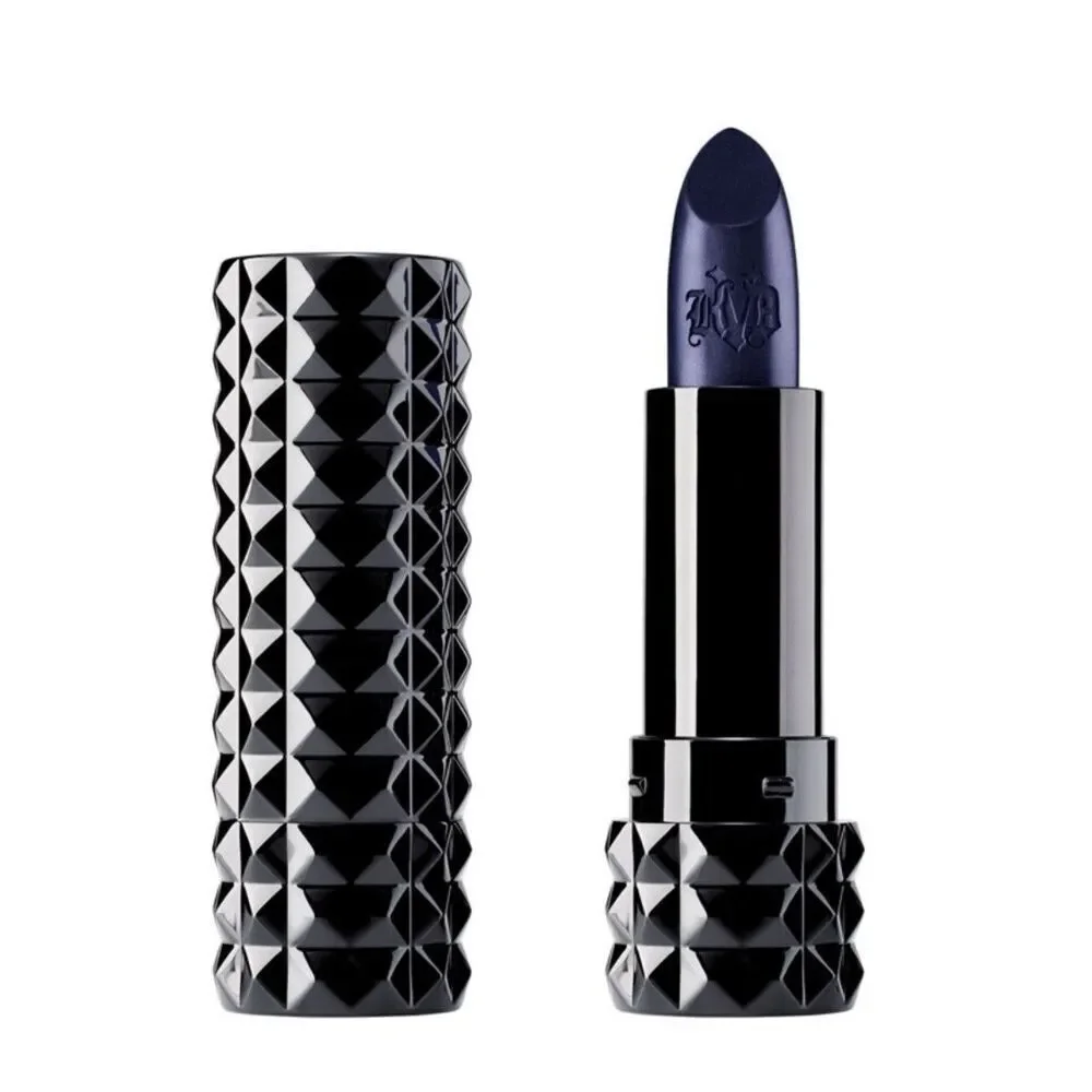 Kat Von D/KVD Studded Kiss Lipstick Poe Deep Navy Shimmer w/ Lip Liner NEW Full